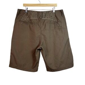 VTG Quiksilver Shorts Mens 38 Brown Solid Embroidered Surf Beach 11" Inseam Y2K